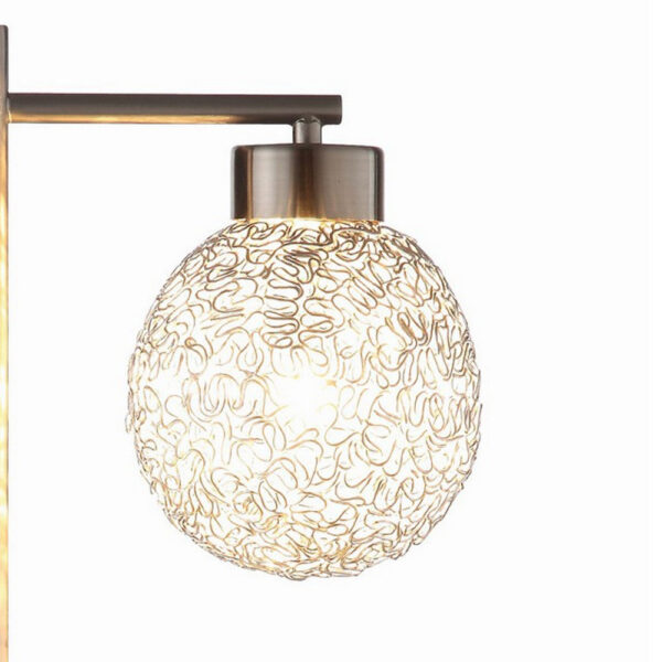 Fern 31 Inch Table Lamp with 3 Orb Shades, Metal, Sand Chrome Finish