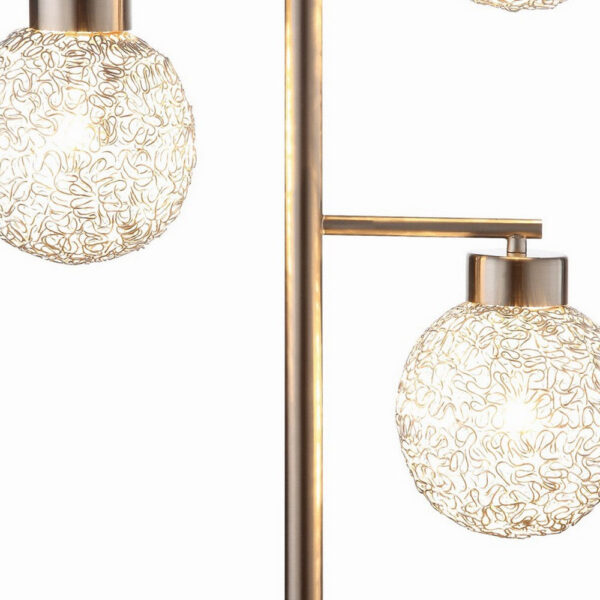 Fern 31 Inch Table Lamp with 3 Orb Shades, Metal, Sand Chrome Finish