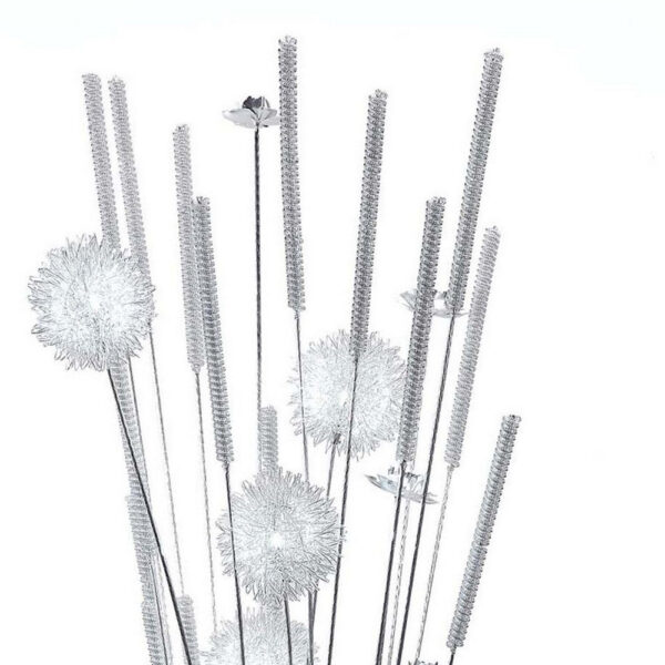 63 Inch Floor Lamp, Flower Vase Design, Wire Base, Metal, Chrome Finish