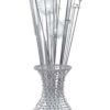63 Inch Floor Lamp, Flower Vase Design, Wire Base, Metal, Chrome Finish