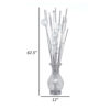 63 Inch Floor Lamp, Flower Vase Design, Wire Base, Metal, Chrome Finish