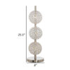26 Inch Table Lamp with 3 Crystal Rounds Shades, Sand Chrome Finished Metal