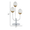 25 Inch Table Lamp, 3 Globe Crystal Shades, Modern Nickel Metal Base