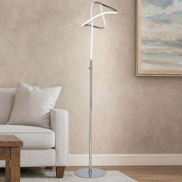 Sea 61 Inch Floor Lamp, Accent Twisted LED, Modern Style, Chrome Base