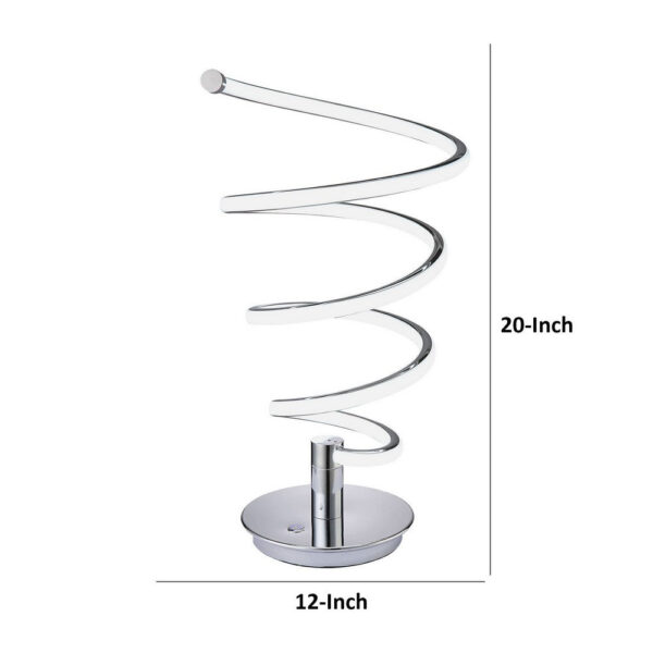 Sun 20 Inch Table Lamp, Accent Twisted Modern Design, LED Light Chrome Base