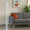 60 Inch Floor Lamp, Modern Accent Round Base, Sturdy Metal Body, White