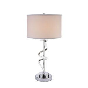 Jame 29 Inch Table Lamp, Drum Fabric Shade, Accent Round Chrome Base