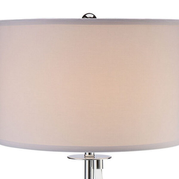Jame 29 Inch Table Lamp, Drum Fabric Shade, Accent Round Chrome Base