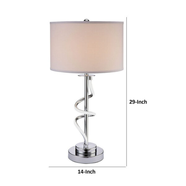 Jame 29 Inch Table Lamp, Drum Fabric Shade, Accent Round Chrome Base