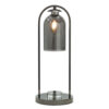 21 Inch Table Lamp, Cylinder Glass Shade, Round Base, Rustic Nickel Gray