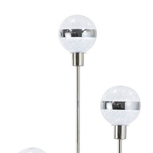 32 Inch Table Lamp, Accent LED Light, Globe Glass Shade, Round Base, Nickel