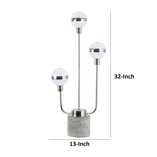 32 Inch Table Lamp, Accent LED Light, Globe Glass Shade, Round Base, Nickel