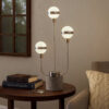 32 Inch Table Lamp, Accent LED Light, Globe Glass Shade, Round Base, Nickel