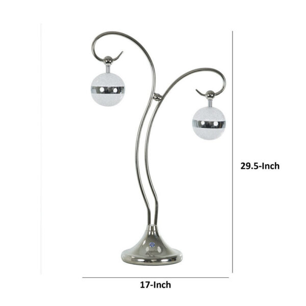 30 Inch Table Lamp, Accent LED Light, Globe Glass Shade, Round Base, Nickel