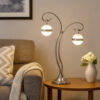 30 Inch Table Lamp, Accent LED Light, Globe Glass Shade, Round Base, Nickel