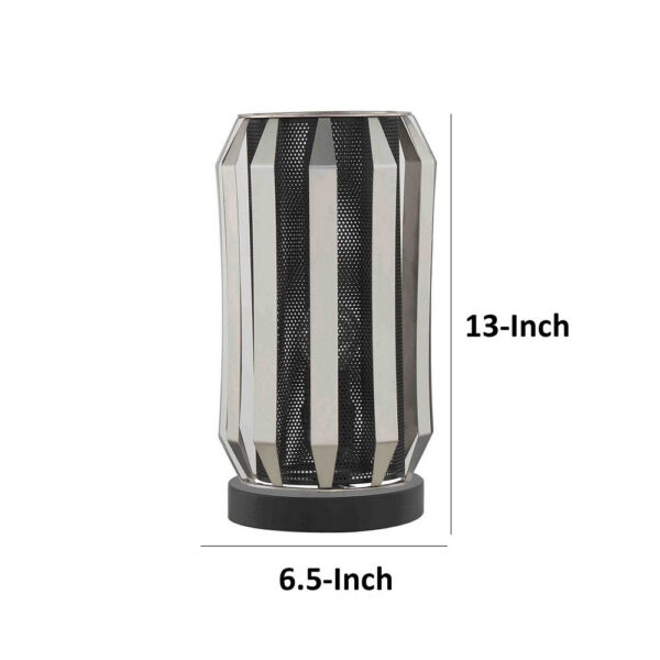 Pin 13 Inch Table Lamp, Accent Cylinder Metal Shade, Round Base, Black