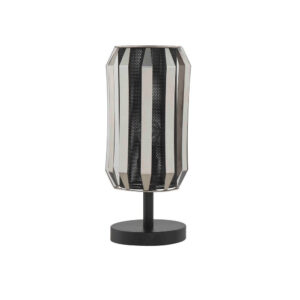 Pin 14 Inch Table Lamp, Accent Cylinder Metal Shade, Round Base, Black