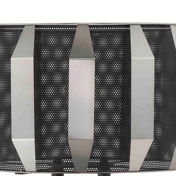 Pin 21 Inch Table Lamp, Wide Drum Metal Shade, Accent Round Base, Black