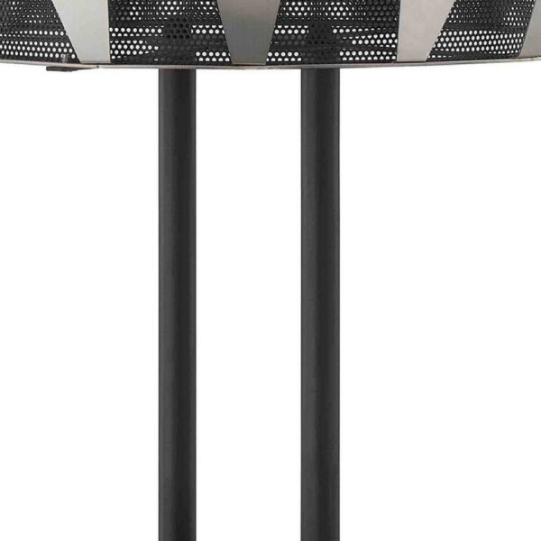 Pin 21 Inch Table Lamp, Wide Drum Metal Shade, Accent Round Base, Black