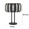 Pin 21 Inch Table Lamp, Wide Drum Metal Shade, Accent Round Base, Black