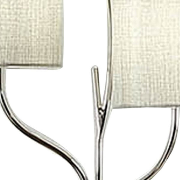 Indi 30 Inch Table Lamp, 3 Drum Fabric Shade, Round Metal Base, Silver