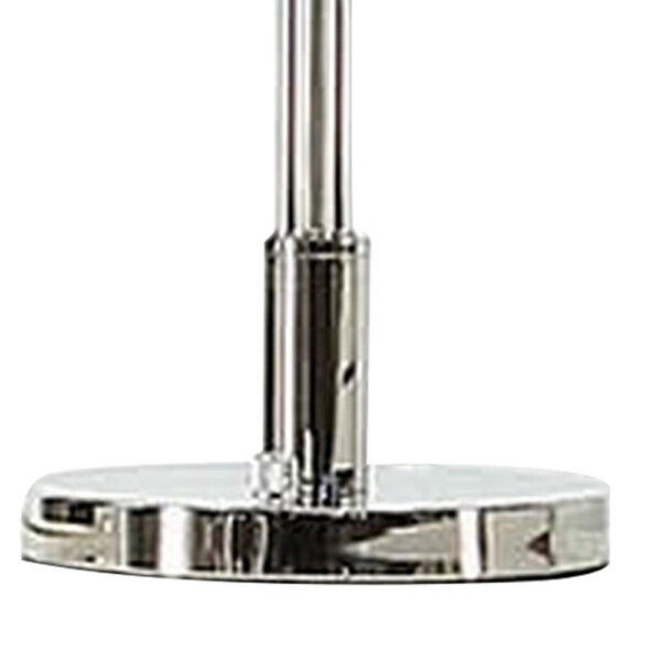 Indi 30 Inch Table Lamp, 3 Drum Fabric Shade, Round Metal Base, Silver