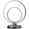 14 Inch Table Lamp, Modern Ring LED Light, Round Metal Base, Silver