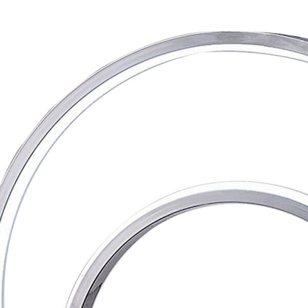 14 Inch Table Lamp, Modern Ring LED Light, Round Metal Base, Silver