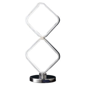 22 Inch Table Lamp, Square LED Light, Modern Accent Metal Base, Chrome