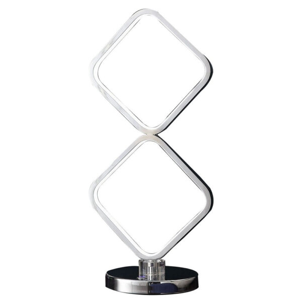 22 Inch Table Lamp, Square LED Light, Modern Accent Metal Base, Chrome