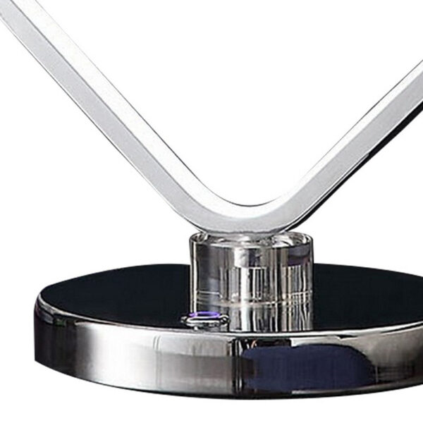 22 Inch Table Lamp, Square LED Light, Modern Accent Metal Base, Chrome