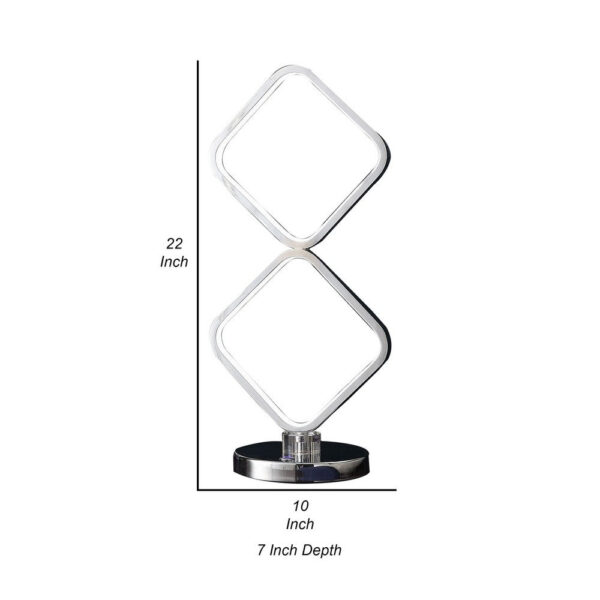 22 Inch Table Lamp, Square LED Light, Modern Accent Metal Base, Chrome