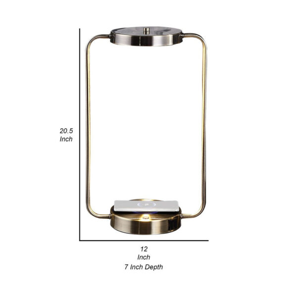 Gizo 21 Inch Table Lamp, LED Light, Wireless Charging, Metal Base, Brass