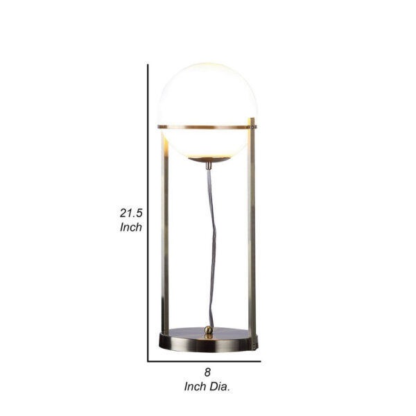 Jim 22 Inch Table Lamp, LED Light, Metal Body, Modern Globe Shade, Brass