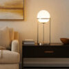 Jim 22 Inch Table Lamp, LED Light, Metal Body, Modern Globe Shade, Brass