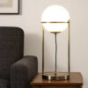 Jim 22 Inch Table Lamp, LED Light, Metal Body, Modern Globe Shade, Brass