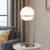 Jim 22 Inch Table Lamp, LED Light, Metal Body, Modern Globe Shade, Silver