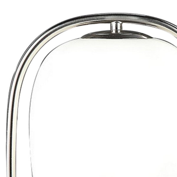 Raze 17 Inch Table Lamp, LED Light, Modern Globe Shade, Metal Body, Silver