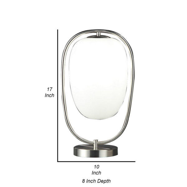 Raze 17 Inch Table Lamp, LED Light, Modern Globe Shade, Metal Body, Silver