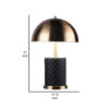 Aria 21 Inch Table Lamp, Dome Shade, Round Base, Black Faux Leather, Brass