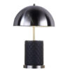 Aria 21 Inch Table Lamp, Round, Dome Shade, Dark Silver, Black Faux Leather