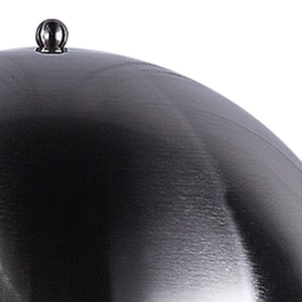 Aria 21 Inch Table Lamp, Round, Dome Shade, Dark Silver, Black Faux Leather