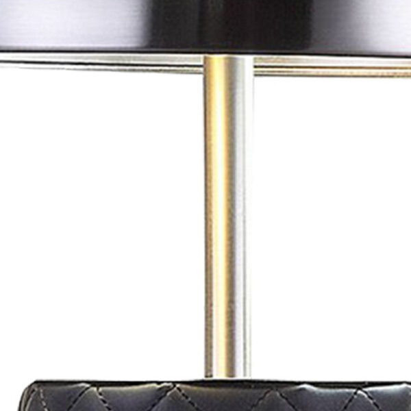 Aria 21 Inch Table Lamp, Round, Dome Shade, Dark Silver, Black Faux Leather