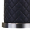 Aria 21 Inch Table Lamp, Round, Dome Shade, Dark Silver, Black Faux Leather