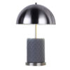Aria 21 Inch Table Lamp, Dome Shade, Round, Gray Faux Leather, Dark Silver