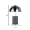 Aria 21 Inch Table Lamp, Dome Shade, Round, Gray Faux Leather, Dark Silver