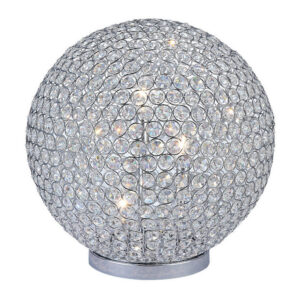 Hazel 17 Inch Table Lamp, Crystal, LED Globe Shade, Metal, Clear Finish