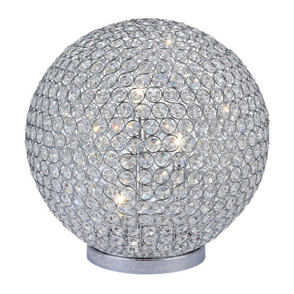 Hazel 17 Inch Table Lamp, Crystal, LED Globe Shade, Metal, Clear Finish