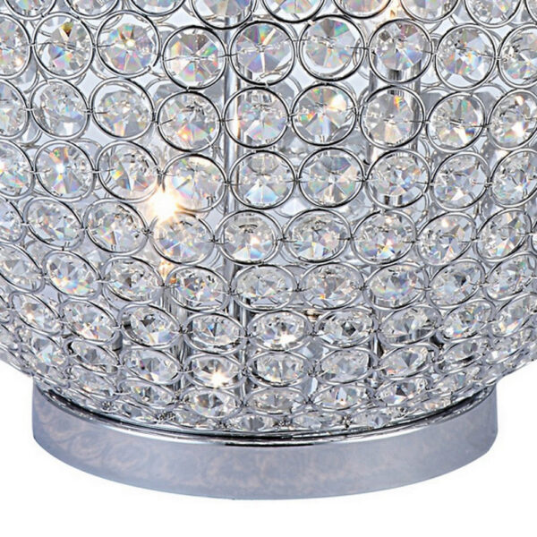 Hazel 17 Inch Table Lamp, Crystal, LED Globe Shade, Metal, Clear Finish
