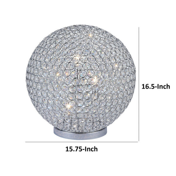 Hazel 17 Inch Table Lamp, Crystal, LED Globe Shade, Metal, Clear Finish